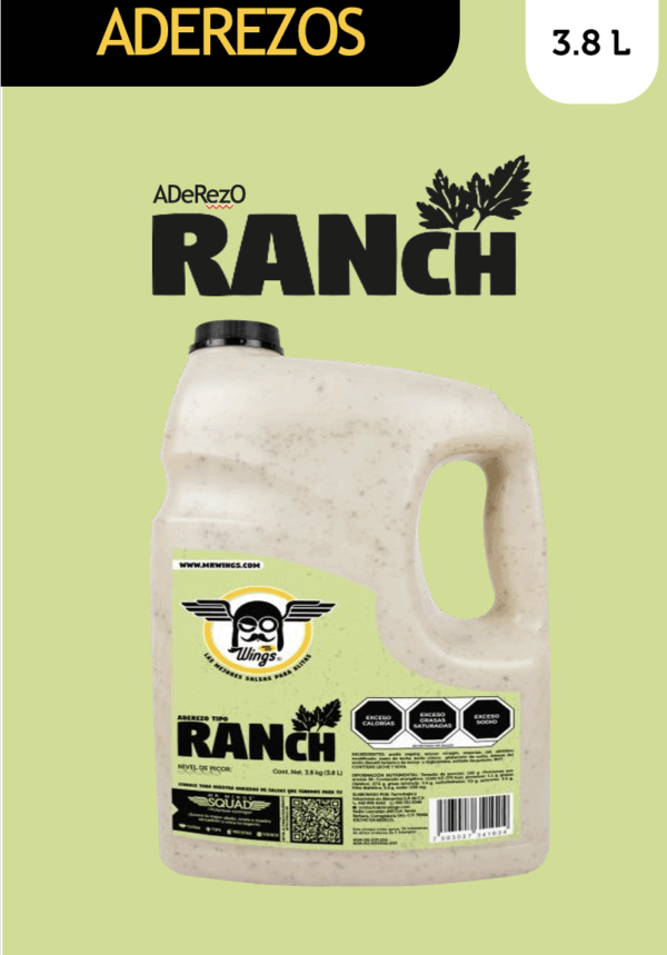 4 botellas de 3.8 L. de aderezo Ranch